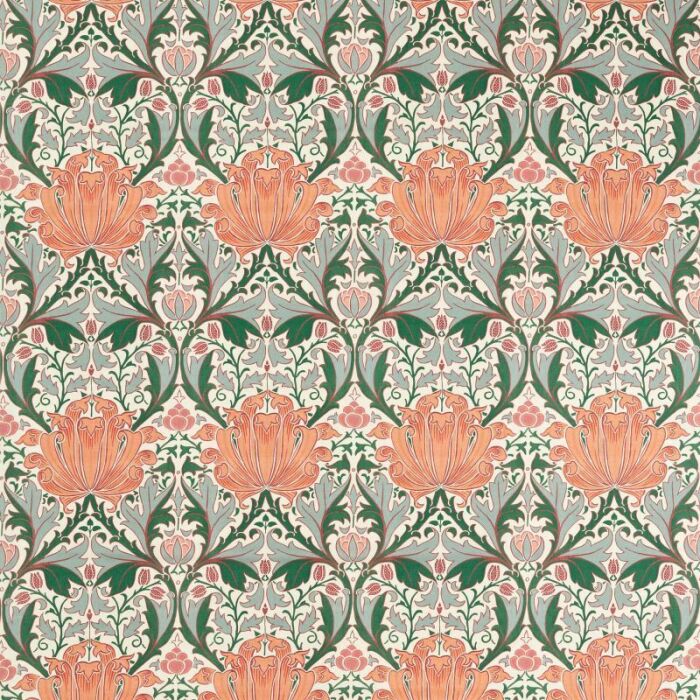 Helena Peach/Teal Fabric by Morris & Co