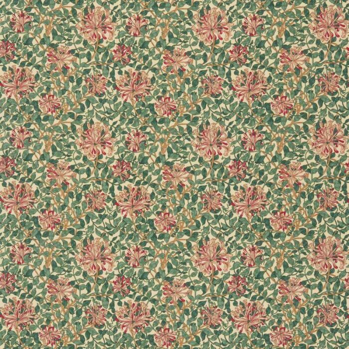 Honeysuckle Cream/Wine Fabric by Morris & Co