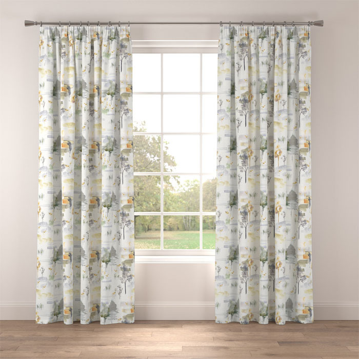 Curtains in Melbury Ochre by Belfield Home