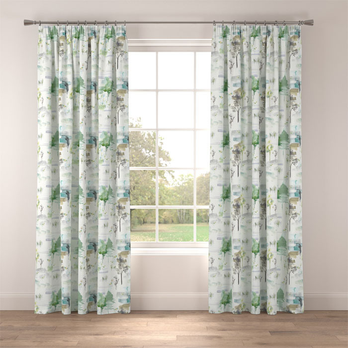 Curtains in Melbury Teal by Belfield Home