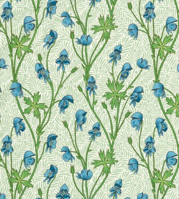 Monkshood Cobalt/Goblin Green Fabric by Morris & Co