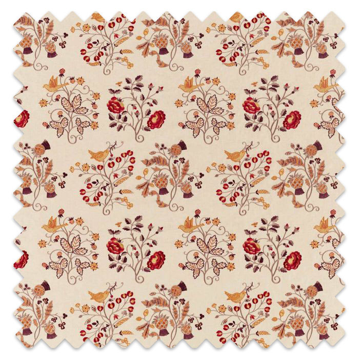 Swatch of Newill Embroidery Wine/Saffron