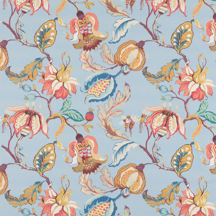 Oleander Mandarin Fabric by Bill Beaumont