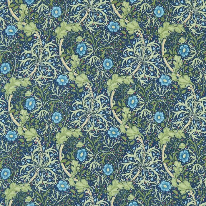 Seaweed Cobalt/Thyme Fabric by Morris & Co