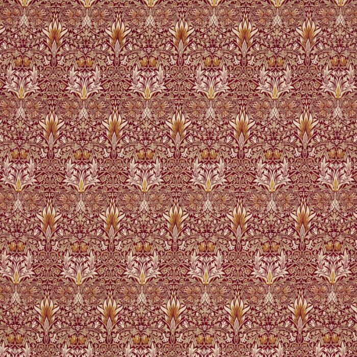 Snakeshead Velvet Crimson/Saffron Fabric by Morris & Co