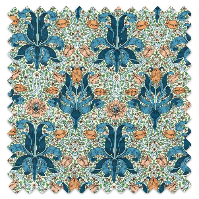 Swatch of Spring Thicket Paradise Blue/Peach