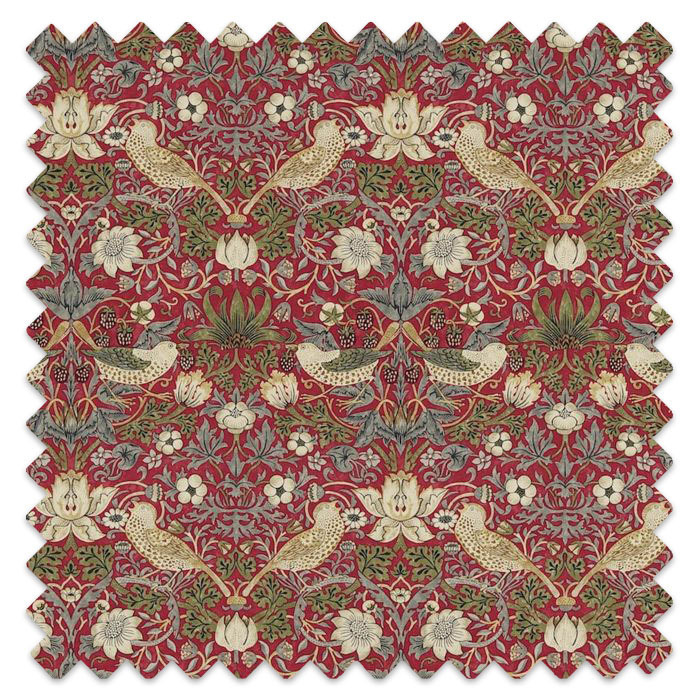 Swatch of Strawberry Thief Crimson/Slate