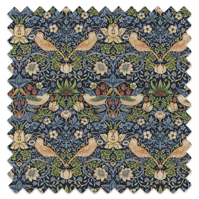 Swatch of Strawberry Thief Indigo/Mineral