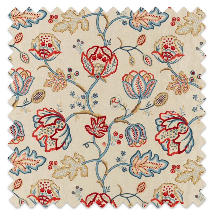 Swatch of Theodosia Embroidery Wine/Indigo