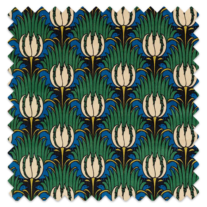 Swatch of Tulip & Bird Goblin Green/Raven