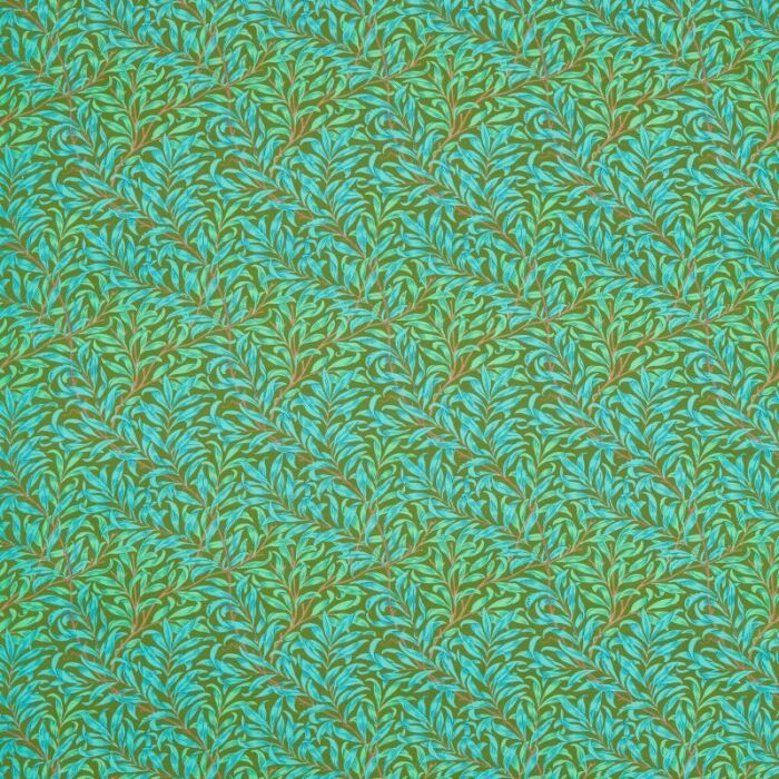 Willow Boughs Olive/Turquoise Fabric by Morris & Co