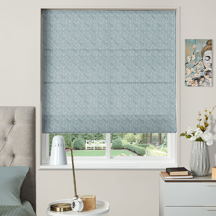 Roman Blind in Linear Leaf Chambray