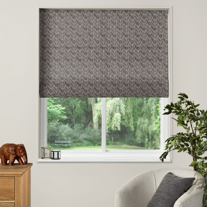 Roman Blind in Linear Leaf Charcoal
