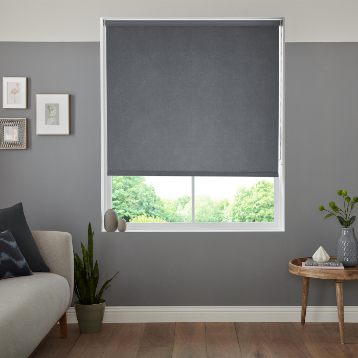 Lux Velvet Charcoal Blackout Eve Electric Roller Blind