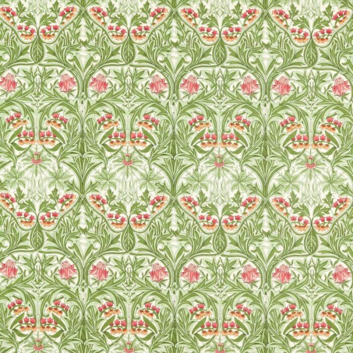 Bluebell Leaf Green/Sweet Briar Fabric by Morris & Co