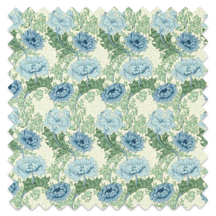 Swatch of Chrysanthemum Outdoor Indigo/Bayleaf