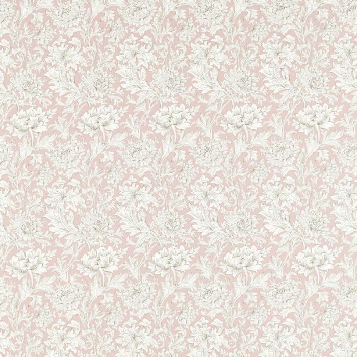Chrysanthemum Toile Cochineal Pink Fabric by Morris & Co
