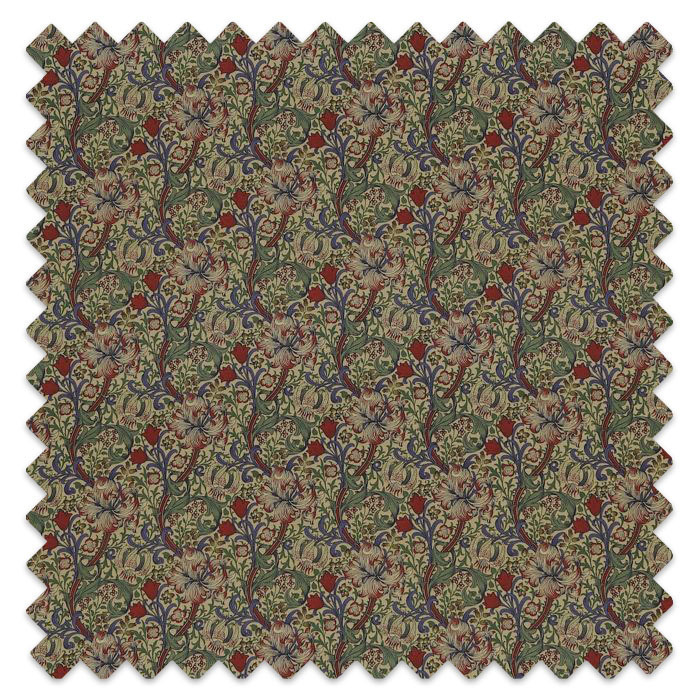 Swatch of Golden Lily Minor Biscuit/Indigo/Red