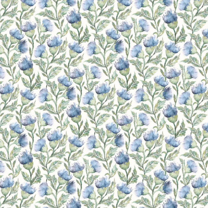 Hawick Bluebell Cream Fabric by Voyage