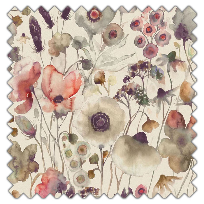 Swatch of Hibbertia Boysenberry Linen by Voyage