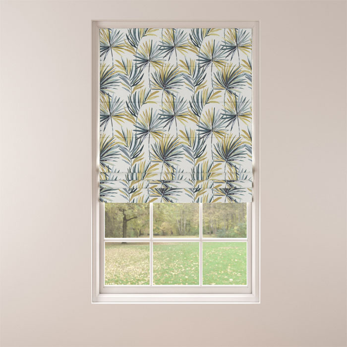 Roman Blind in Kaia Citrus Teal by Belfield Home