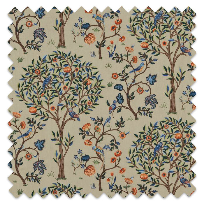 Swatch of Kelmscott Tree Embroidery Russet/Forest