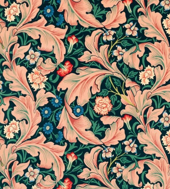 Leicester Velvet Cosmo Pink/Indigo Fabric by Morris & Co