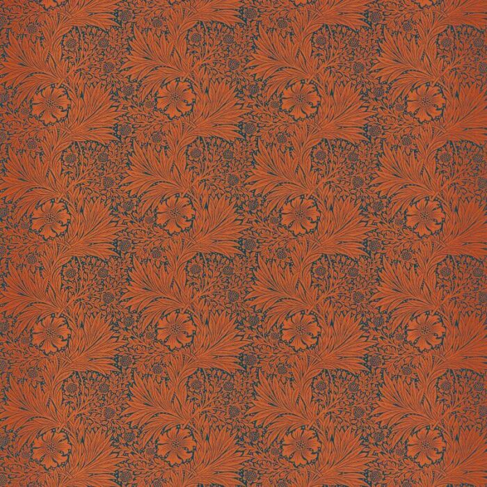 Marigold Navy/Burnt Orange Fabric by Morris & Co