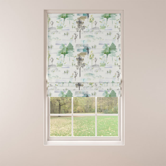 Roman Blind in Melbury Teal by Belfield Home
