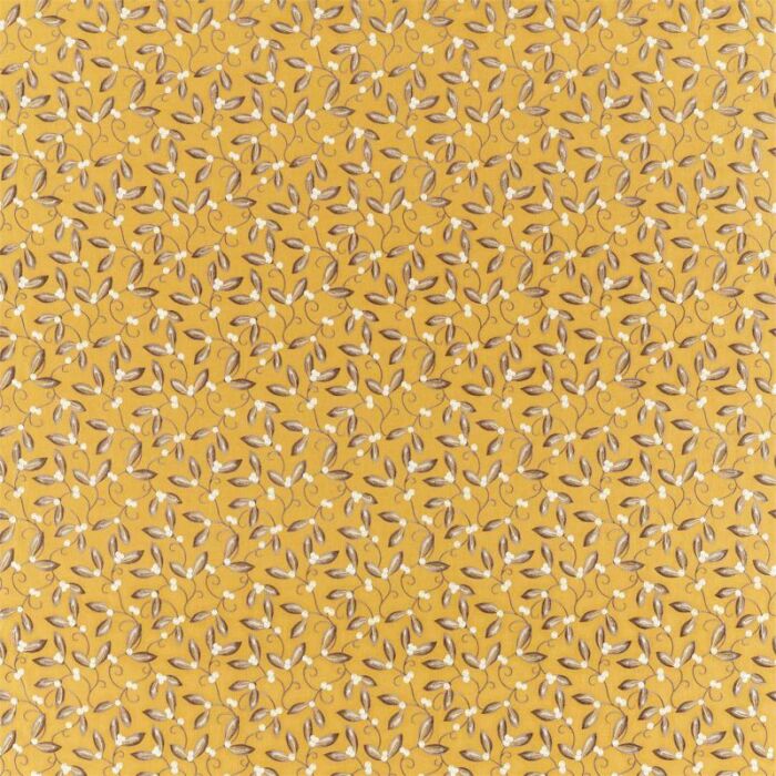 Mistletoe Embroidery Saffron Fabric by Morris & Co