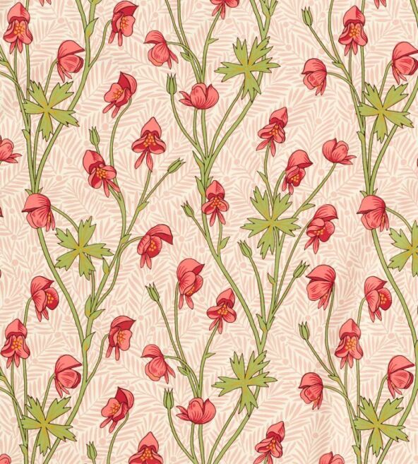 Monkshood Rhubarb Fabric by Morris & Co