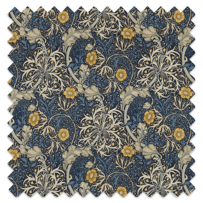 Swatch of Morris Seaweed Ink/Woad