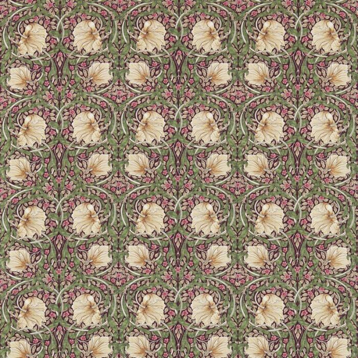 Pimpernel Aubergine/Olive Fabric by Morris & Co