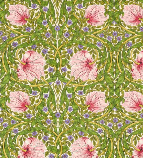 Pimpernel Sap Green/Strawberry Fabric by Morris & Co