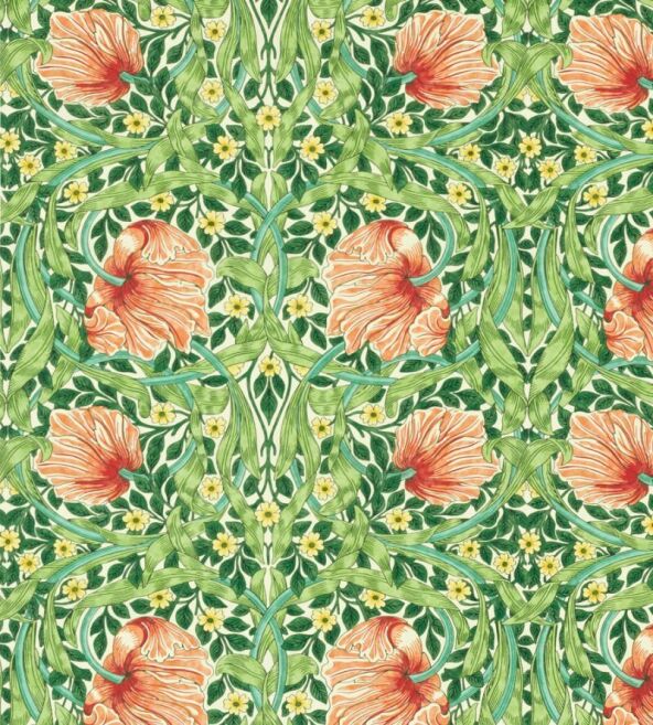 Pimpernel Shamrock/Watermelon Fabric by Morris & Co