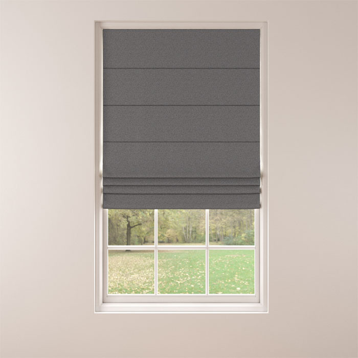 Roman Blind in Raffia Charcoal by Belfield Home