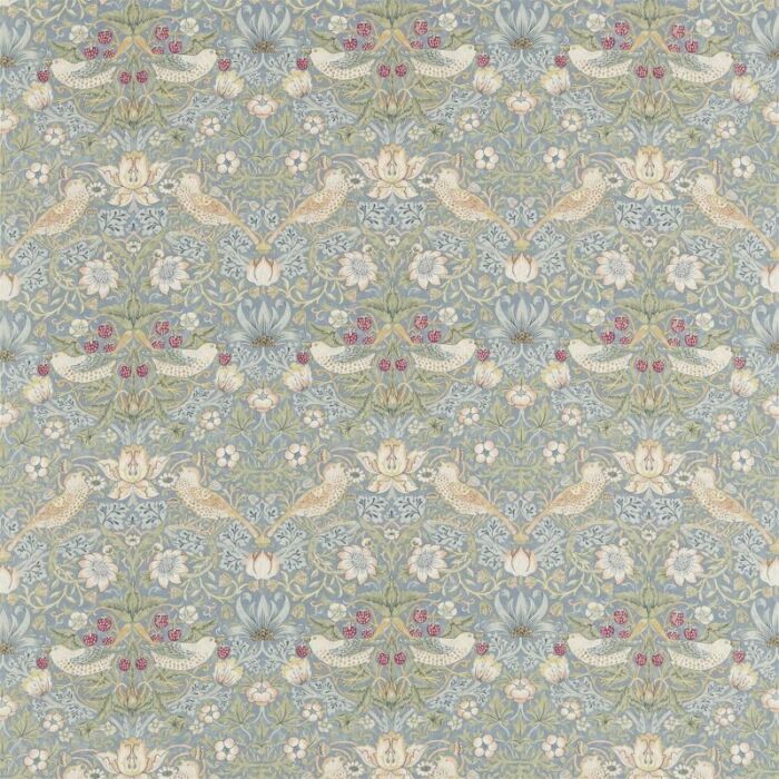 Strawberry Thief Slate/Vellum Fabric by Morris & Co