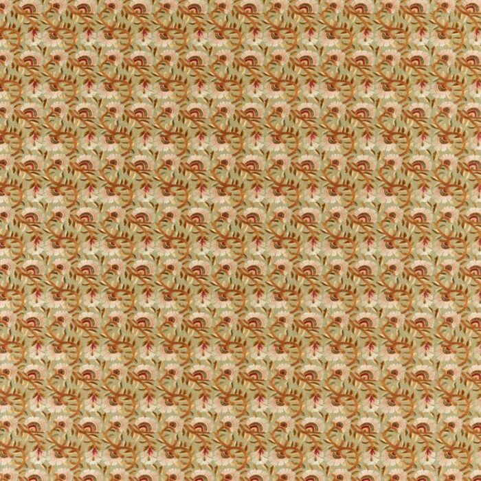 Wardle Embroidery Olive/Brick Fabric by Morris & Co