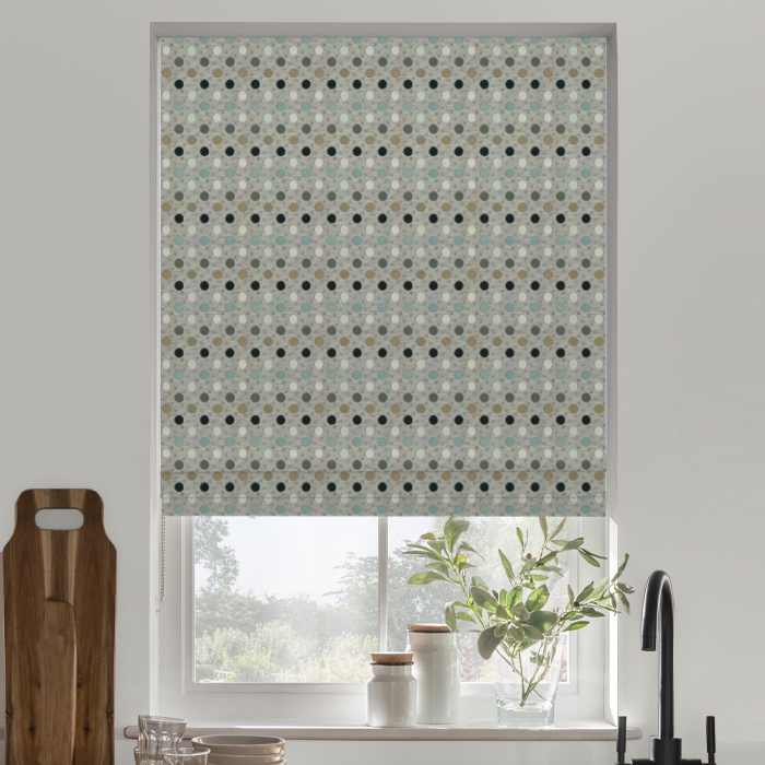 Roman Blind in Spotty Licorice Root