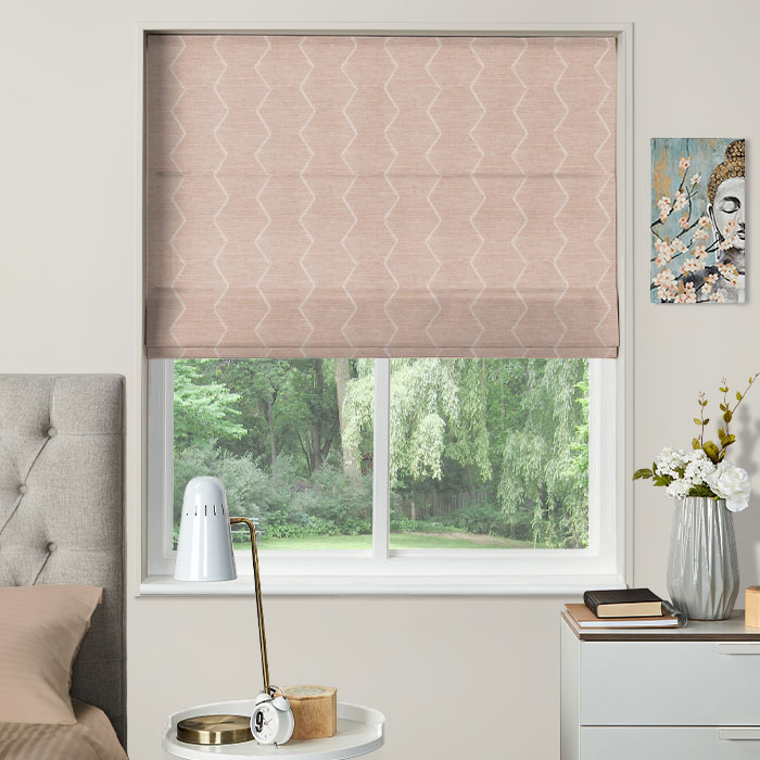 Roman Blind in Zig Zag Blush