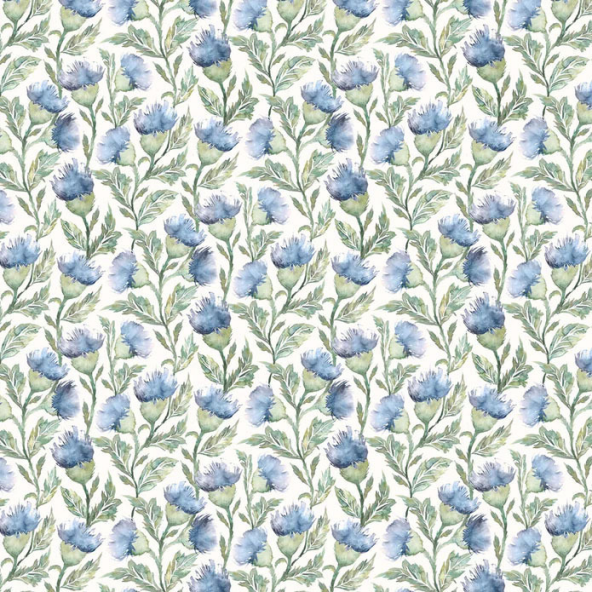 Hawick Bluebell Cream Fabric by Voyage