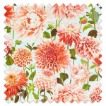 Swatch of Dahlia Coral Fig Sky Swatch of Dahlia Coral Fig Sky