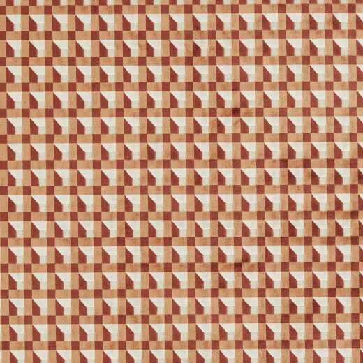 Made To Measure Curtains Blocks Paprika/Bark/Bleached Coral