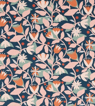 Made To Measure Curtains Dancing Daisies Print Midnight