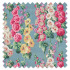 Swatch of Hollyhocks Petrol Blue/Multi