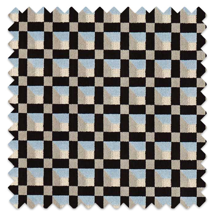 Swatch of Blocks Cornflower/Black Earth/Sketched