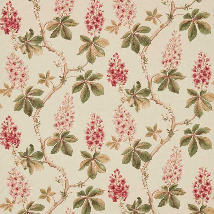 Chestnut Tree Coral/Bayleaf Fabric by Sanderson