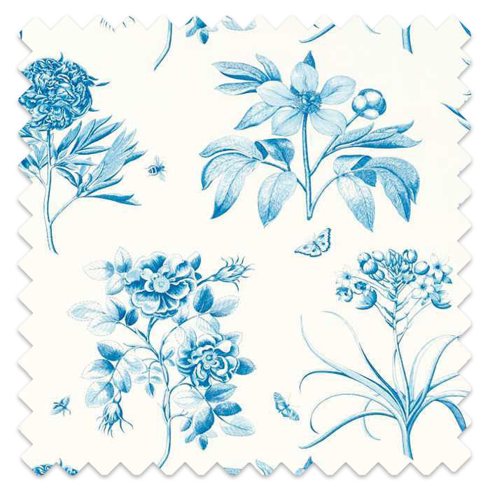 Swatch of Etchings & Roses China/Blue