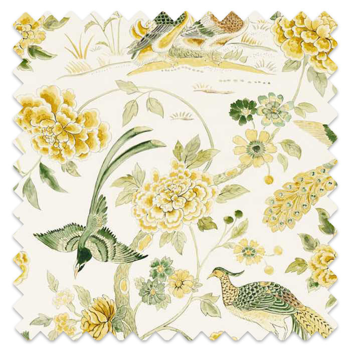 Swatch of Indienne Peacock Gosling Yellow