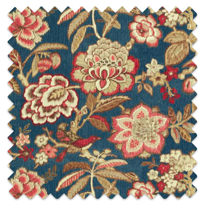 Swatch of Indra Flower Indigo/Cherry